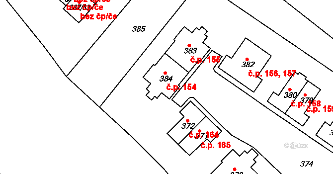 Svatava 154 na parcele st. 384 v KÚ Svatava, Katastrální mapa