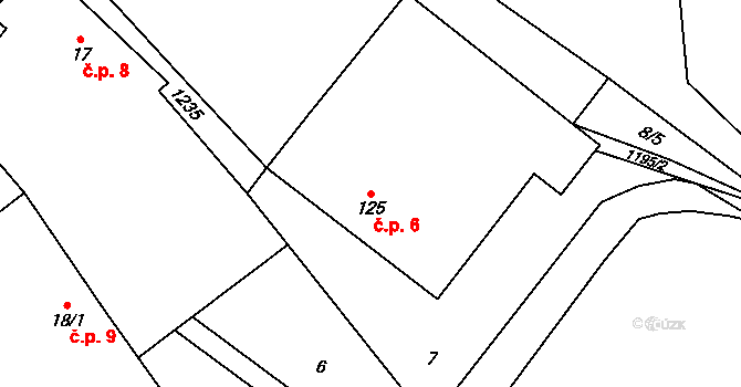 Malíkov nad Nežárkou 6, Horní Pěna na parcele st. 125 v KÚ Malíkov nad Nežárkou, Katastrální mapa