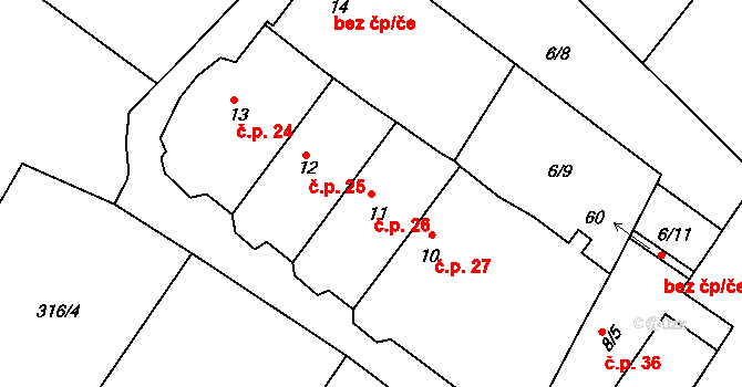 Lipnice 26, Český Rudolec na parcele st. 11 v KÚ Lipnice u Markvarce, Katastrální mapa