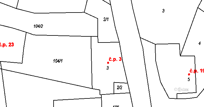 Suchdol 3, Kunžak na parcele st. 3 v KÚ Suchdol u Kunžaku, Katastrální mapa