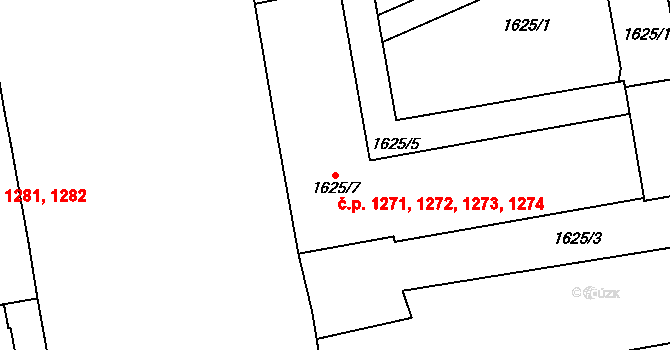 Vršovice 1271,1272,1273,1274, Praha na parcele st. 1625/7 v KÚ Vršovice, Katastrální mapa