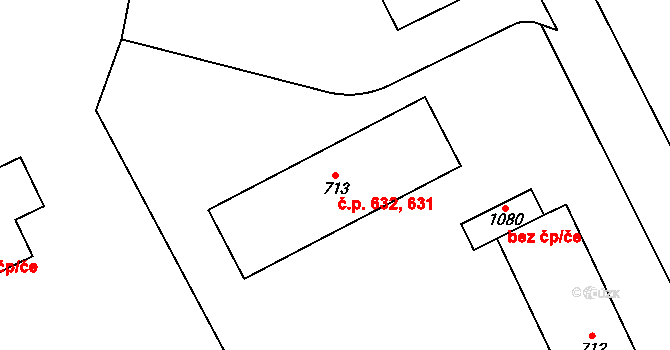 Rotava 631,632 na parcele st. 713 v KÚ Rotava, Katastrální mapa