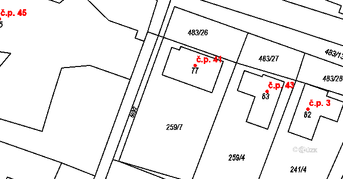 Líny 41, Bukovno na parcele st. 77 v KÚ Líny, Katastrální mapa