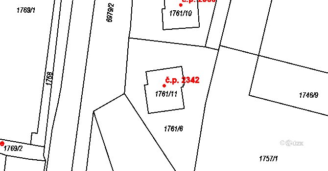 Boskovice 2342 na parcele st. 1761/11 v KÚ Boskovice, Katastrální mapa