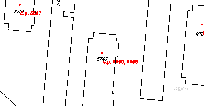 Zlín 5559,5560 na parcele st. 8747 v KÚ Zlín, Katastrální mapa