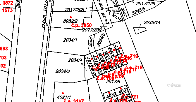 Hodonín 712 na parcele st. 4020 v KÚ Hodonín, Katastrální mapa