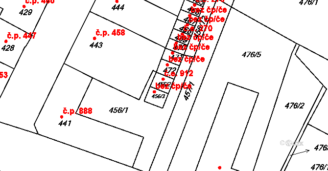 Lovosice 912 na parcele st. 456/2 v KÚ Lovosice, Katastrální mapa