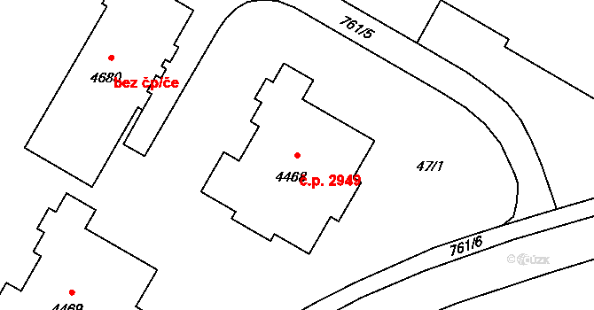 Zábřeh 2949, Ostrava na parcele st. 4468 v KÚ Zábřeh nad Odrou, Katastrální mapa