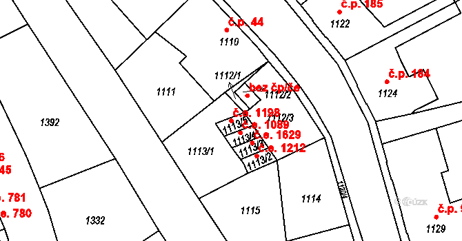 Děčín IV-Podmokly 1198, Děčín na parcele st. 1113/5 v KÚ Podmokly, Katastrální mapa