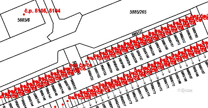 Chomutov 39072363 na parcele st. 5885/154 v KÚ Chomutov I, Katastrální mapa