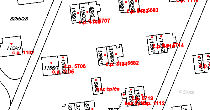 Zlín 3131 na parcele st. 3798/1 v KÚ Zlín, Katastrální mapa