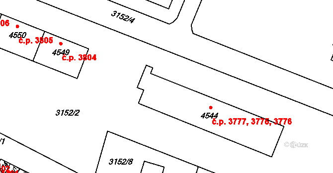Zlín 3775,3776,3777 na parcele st. 4544 v KÚ Zlín, Katastrální mapa