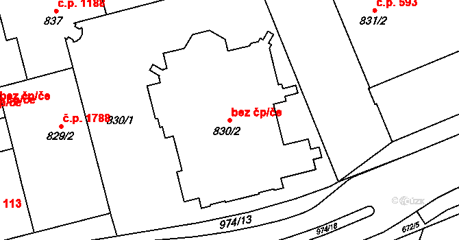 Ostrava 42786363 na parcele st. 830/2 v KÚ Moravská Ostrava, Katastrální mapa