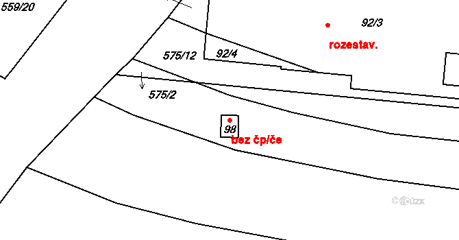 Mlýny 47438363 na parcele st. 98 v KÚ Mlýny u Choustníku, Katastrální mapa