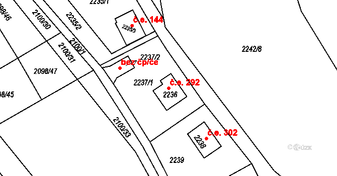 Buchlovice 292 na parcele st. 2236 v KÚ Buchlovice, Katastrální mapa