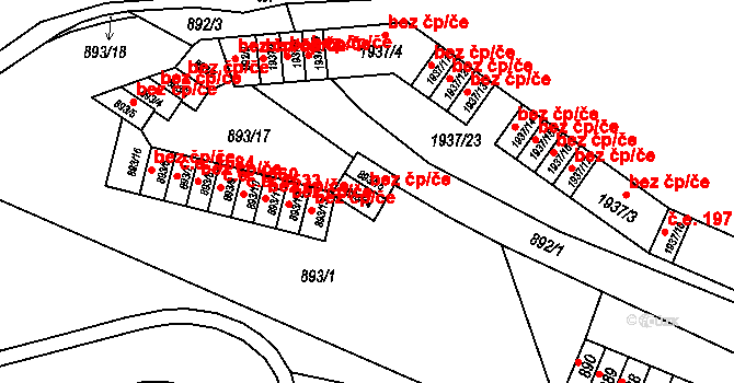 Chomutov 50255363 na parcele st. 893/14 v KÚ Chomutov I, Katastrální mapa