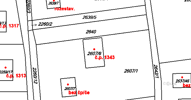 Dětmarovice 1343 na parcele st. 2607/6 v KÚ Dětmarovice, Katastrální mapa