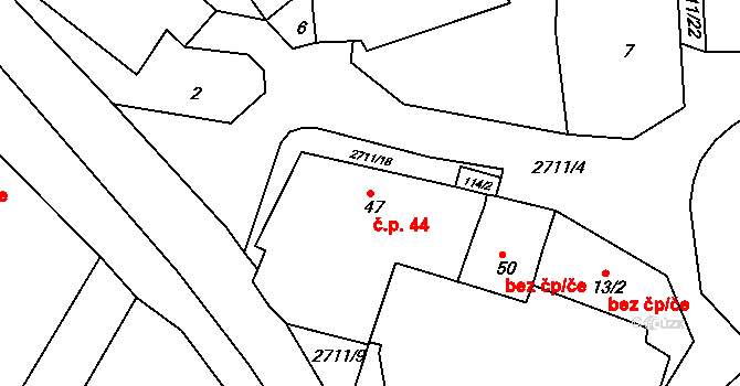Strážovice 44, Pačejov na parcele st. 47 v KÚ Strážovice u Pačejova, Katastrální mapa