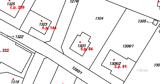 Česká Skalice 84 na parcele st. 1303 v KÚ Česká Skalice, Katastrální mapa