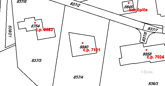 Zlín 7121 na parcele st. 8840 v KÚ Zlín, Katastrální mapa