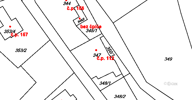 Loučky 112, Odry na parcele st. 347 v KÚ Loučky nad Odrou, Katastrální mapa
