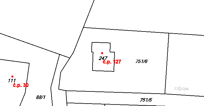 Netín 127 na parcele st. 247 v KÚ Netín, Katastrální mapa