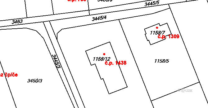 Dolní Lutyně 1438 na parcele st. 1158/12 v KÚ Dolní Lutyně, Katastrální mapa