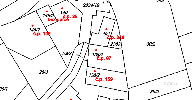 Morkůvky 87 na parcele st. 138/1 v KÚ Morkůvky, Katastrální mapa
