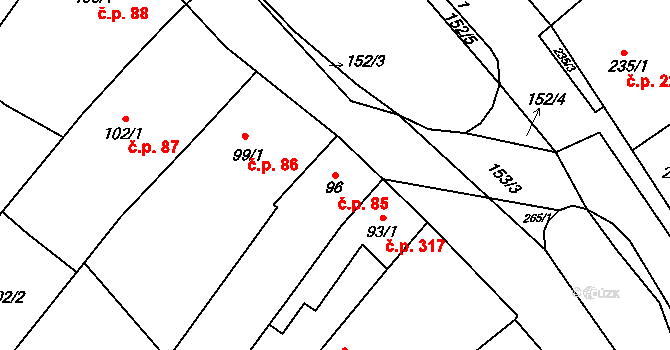 Šitbořice 85 na parcele st. 96 v KÚ Šitbořice, Katastrální mapa