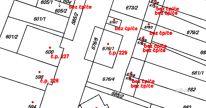 Šanov 229 na parcele st. 676/1 v KÚ Šanov nad Jevišovkou, Katastrální mapa