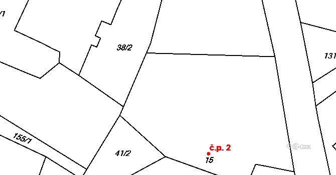 Hostkovice 2, Třebětín na parcele st. 15 v KÚ Hostkovice u Třebětína, Katastrální mapa