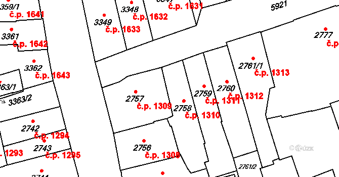 Jihlava 1310 na parcele st. 2758 v KÚ Jihlava, Katastrální mapa