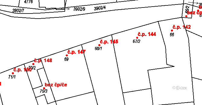 Lipov 145 na parcele st. 68/1 v KÚ Lipov, Katastrální mapa