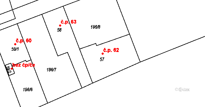 Štěnkov 62, Třebechovice pod Orebem na parcele st. 57 v KÚ Štěnkov, Katastrální mapa