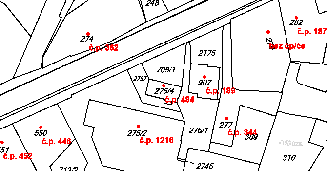 Třebechovice pod Orebem 484 na parcele st. 275/4 v KÚ Třebechovice pod Orebem, Katastrální mapa