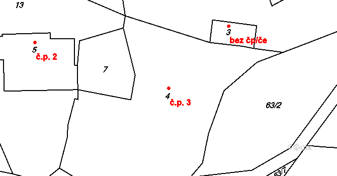 Želejov 3, Borek na parcele st. 4 v KÚ Želejov, Katastrální mapa