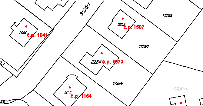 Rožnov pod Radhoštěm 1673 na parcele st. 2254 v KÚ Rožnov pod Radhoštěm, Katastrální mapa