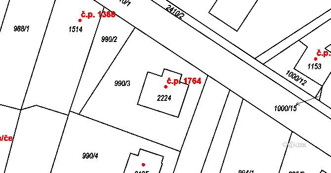 Hořice 1764 na parcele st. 2224 v KÚ Hořice v Podkrkonoší, Katastrální mapa
