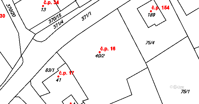 Medlešice 16, Chrudim na parcele st. 40/2 v KÚ Medlešice, Katastrální mapa