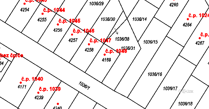 Chrudim IV 1048, Chrudim na parcele st. 4169 v KÚ Chrudim, Katastrální mapa