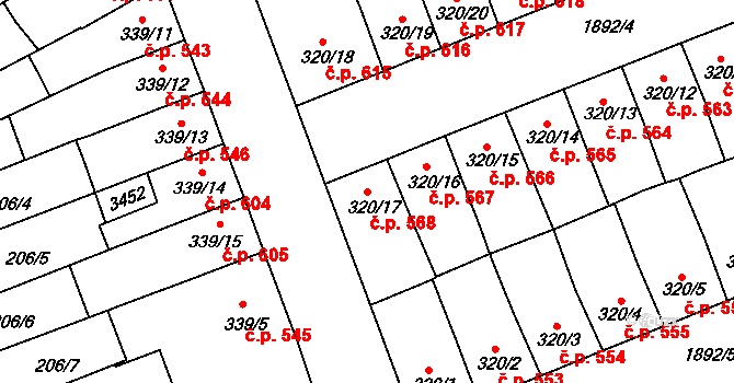 Předměstí 568, Svitavy na parcele st. 320/17 v KÚ Svitavy-předměstí, Katastrální mapa