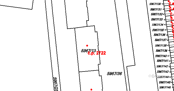 Tábor 2722 na parcele st. 5967/13 v KÚ Tábor, Katastrální mapa