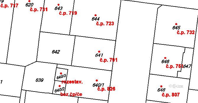 Vinohrady 791, Praha na parcele st. 641 v KÚ Vinohrady, Katastrální mapa
