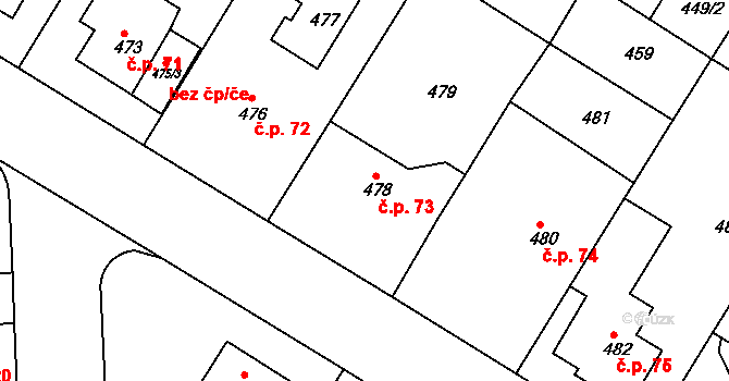 Hostavice 73, Praha na parcele st. 478 v KÚ Hostavice, Katastrální mapa