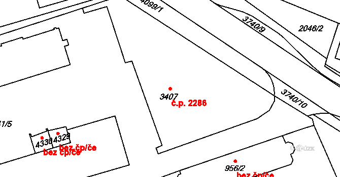 Dvůr Králové nad Labem 2286 na parcele st. 3407 v KÚ Dvůr Králové nad Labem, Katastrální mapa