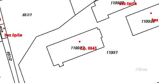 Třebovice 5543, Ostrava na parcele st. 1100/27 v KÚ Třebovice ve Slezsku, Katastrální mapa