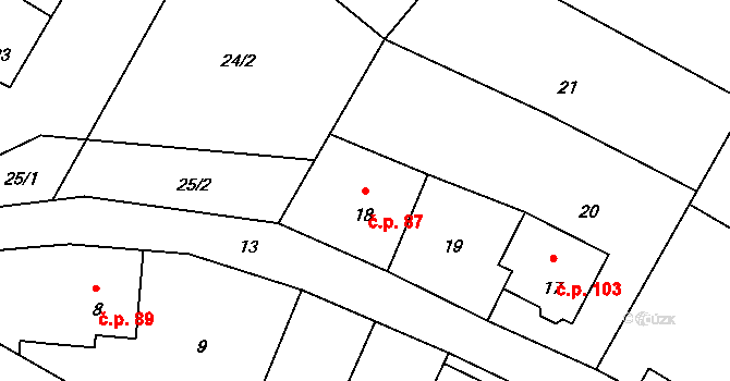 Lukášov 87, Jablonec nad Nisou na parcele st. 18 v KÚ Lukášov, Katastrální mapa
