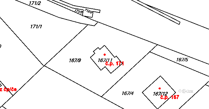 Mistřovice 171, Český Těšín na parcele st. 167/11 v KÚ Mistřovice, Katastrální mapa