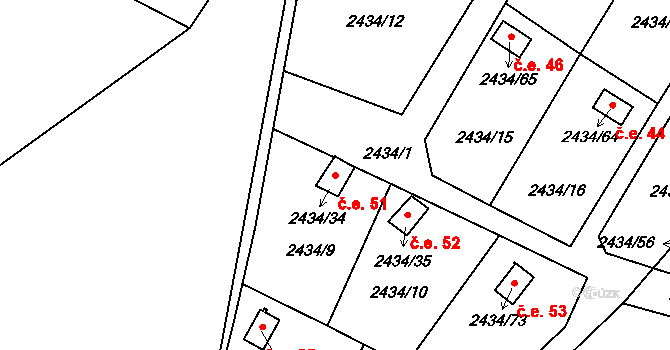 Janovice 51, Velká Bíteš na parcele st. 2434/34 v KÚ Velká Bíteš, Katastrální mapa