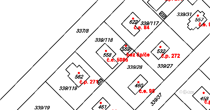 Vyžlovka 85 na parcele st. 558 v KÚ Vyžlovka, Katastrální mapa
